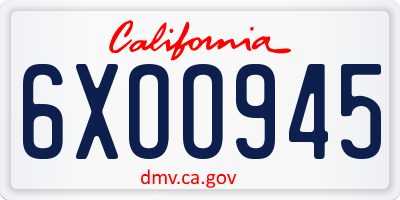 CA license plate 6XOO945