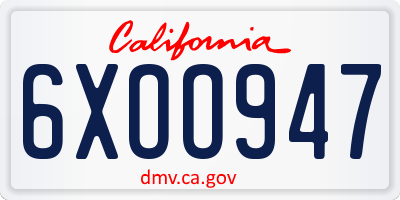 CA license plate 6XOO947