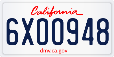 CA license plate 6XOO948
