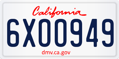 CA license plate 6XOO949