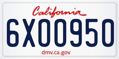 CA license plate 6XOO950