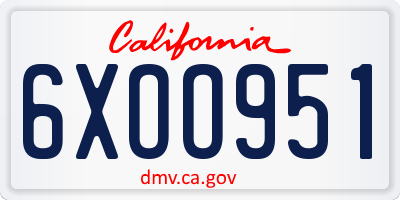 CA license plate 6XOO951