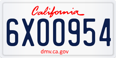 CA license plate 6XOO954