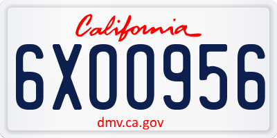 CA license plate 6XOO956