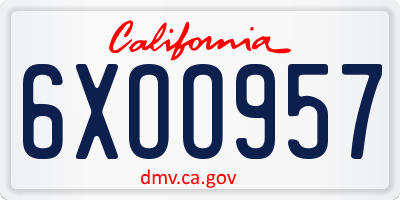 CA license plate 6XOO957