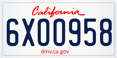 CA license plate 6XOO958