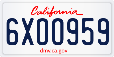 CA license plate 6XOO959