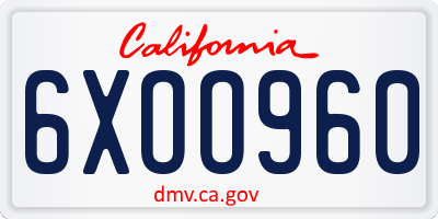 CA license plate 6XOO960