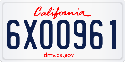 CA license plate 6XOO961