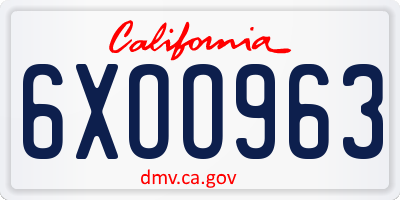 CA license plate 6XOO963