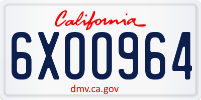 CA license plate 6XOO964