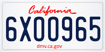 CA license plate 6XOO965