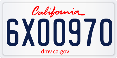CA license plate 6XOO970