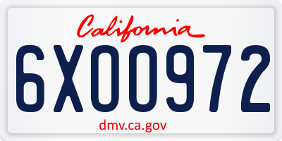 CA license plate 6XOO972