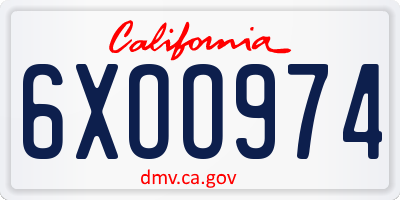 CA license plate 6XOO974
