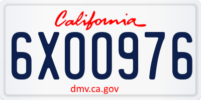CA license plate 6XOO976