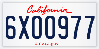 CA license plate 6XOO977