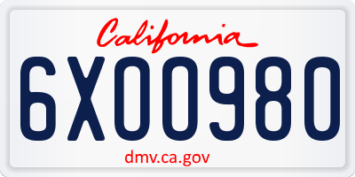 CA license plate 6XOO980
