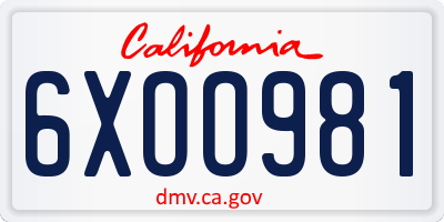 CA license plate 6XOO981