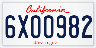CA license plate 6XOO982