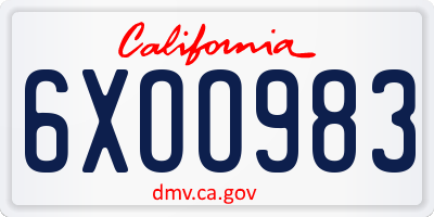 CA license plate 6XOO983
