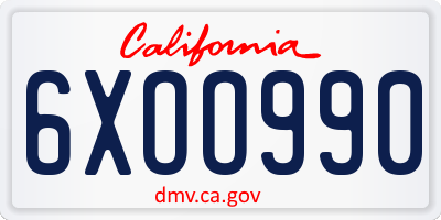 CA license plate 6XOO990