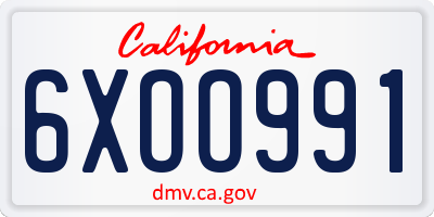 CA license plate 6XOO991
