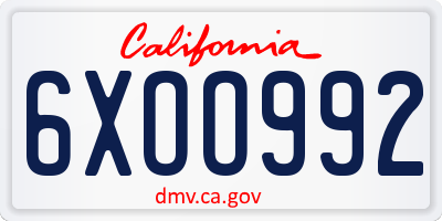 CA license plate 6XOO992
