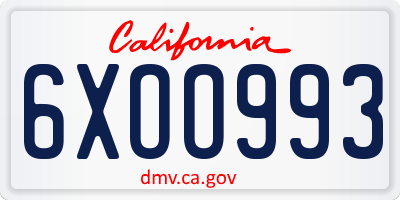CA license plate 6XOO993