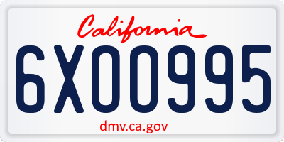 CA license plate 6XOO995