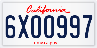 CA license plate 6XOO997