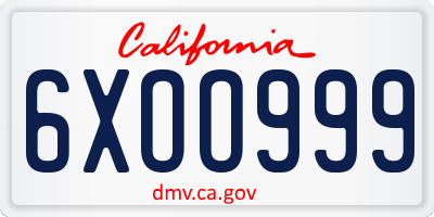 CA license plate 6XOO999