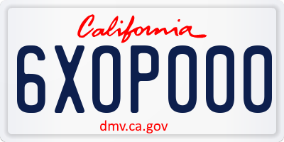 CA license plate 6XOP000