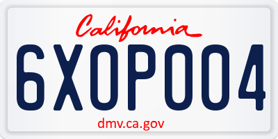 CA license plate 6XOP004