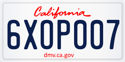 CA license plate 6XOP007