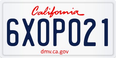 CA license plate 6XOP021
