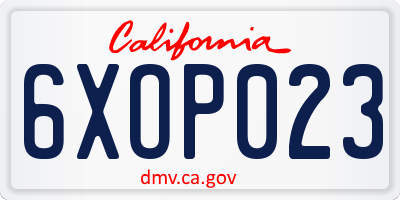 CA license plate 6XOP023
