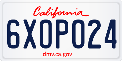 CA license plate 6XOP024