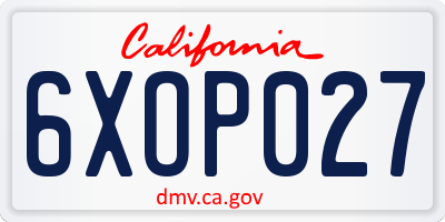 CA license plate 6XOP027