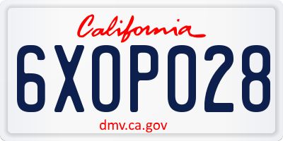 CA license plate 6XOP028