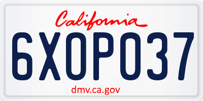 CA license plate 6XOP037
