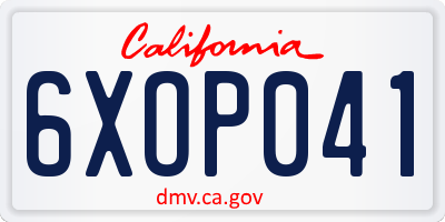 CA license plate 6XOP041