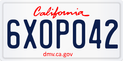 CA license plate 6XOP042