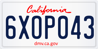 CA license plate 6XOP043