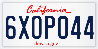 CA license plate 6XOP044