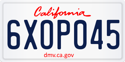 CA license plate 6XOP045
