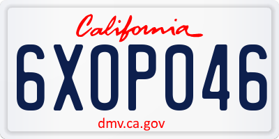 CA license plate 6XOP046