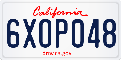 CA license plate 6XOP048