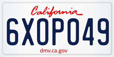 CA license plate 6XOP049