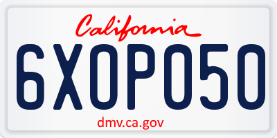 CA license plate 6XOP050
